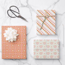 Blush Pink & Orange 3 Set Blumenpapier