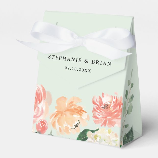 Blush Pink orange Blütenfarben Hochzeit Geschenkschachtel (Vorderseite)
