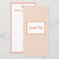 Blush Pink & Orange Grid Danke Karte