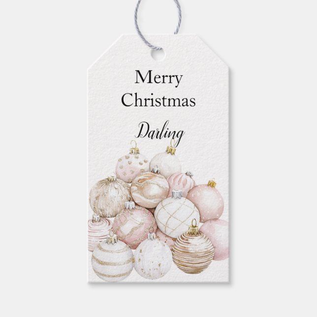 Blush Pink Ornamente Weihnachten Geschenkanhänger (Vorderseite)
