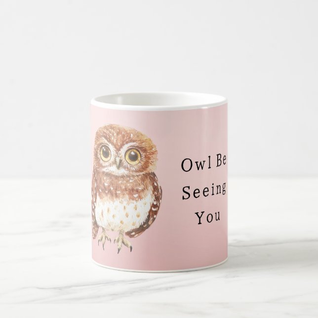 Blush Pink Owl I'll Be Seeing You Kaffeetasse (Mittel)