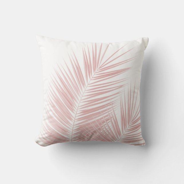 Blush Pink Palm Blätter Dream Cali Sommer Besichti Kissen (Vorderseite)
