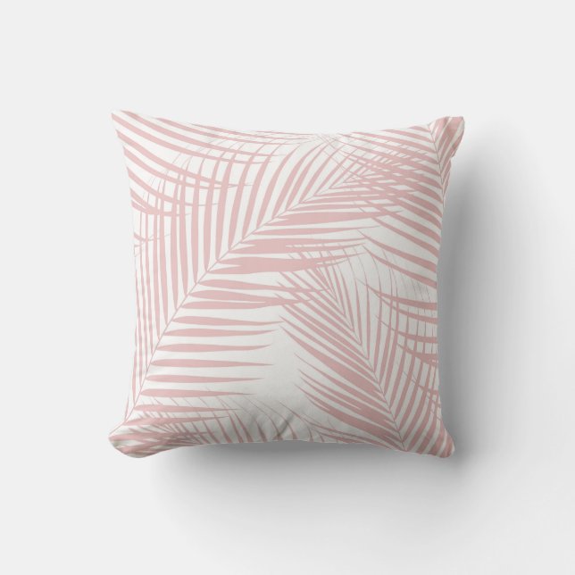 Blush Pink Palm Blätter Dream Cali Sommer Besichti Kissen (Vorderseite)