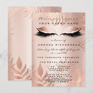 Blush Pink Palm EyesGlitter Kupfer 16. Bride Einladung