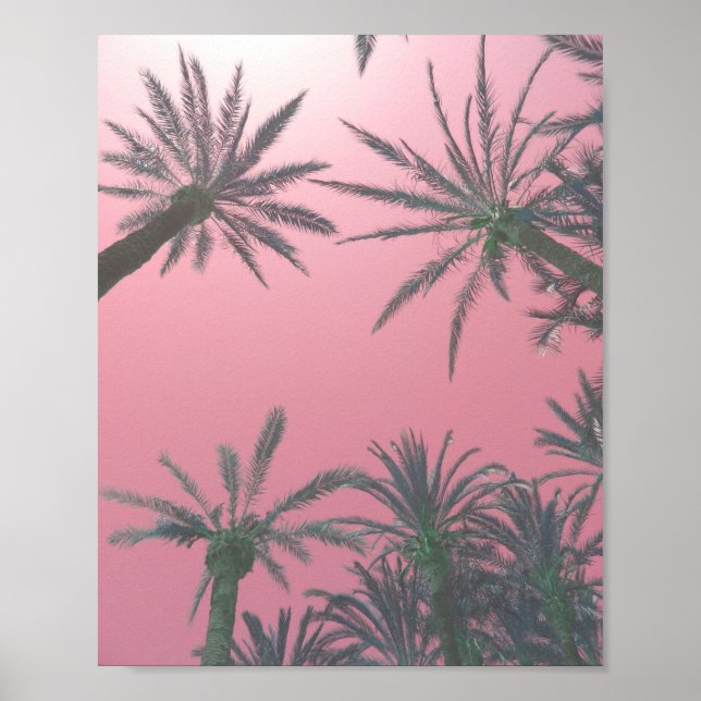 Blush Pink Palm Trees Beach Print Poster (Vorne)