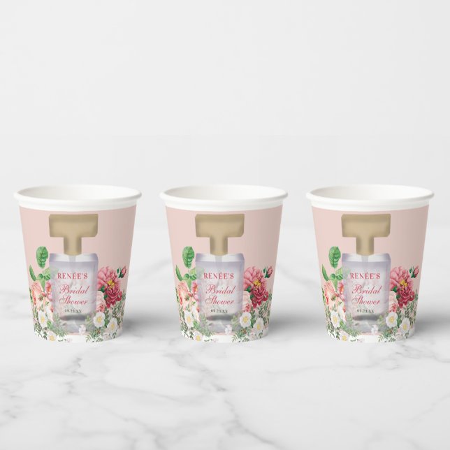 Blush Pink Parfüm Flasche Brautparty Pappbecher (Multi)