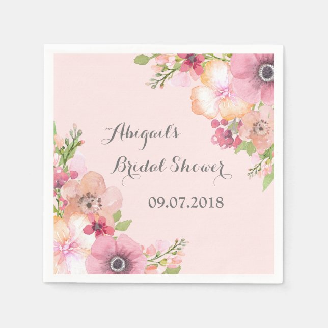 Blush Pink Pastellfarben Brautparty Napkins Serviette (Vorderseite)
