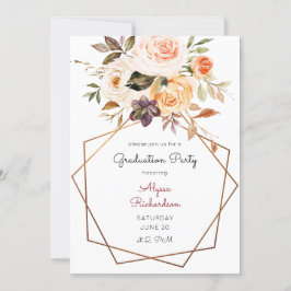 Blush Pink & Peach Floral & Frame Graduation Party Einladung
