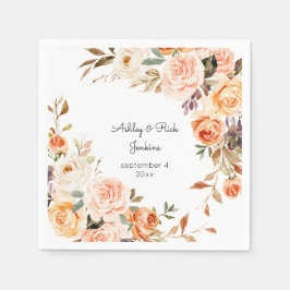 Blush Pink & Peach Floral Wedding Serviette