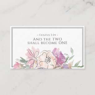 Blush Pink Peach Lila Floral Wasserfarbe Hochzeit Visitenkarte