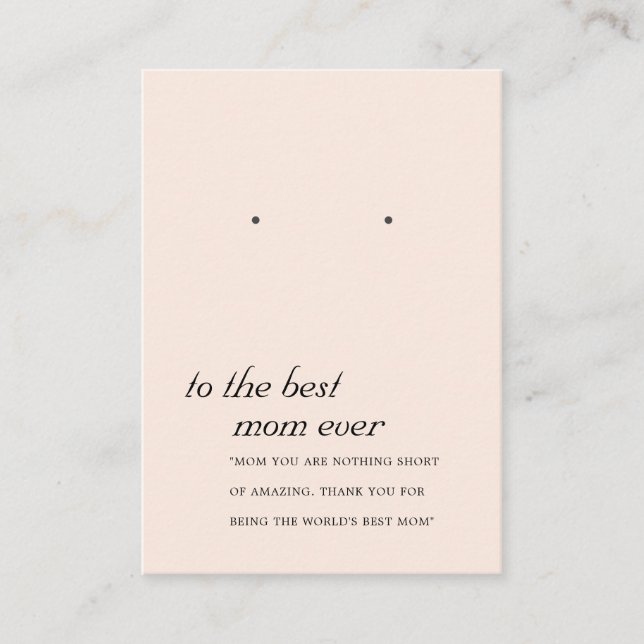 BLUSH PINK PEACH MAMA GIFT EARRING DISPLAY CARD PLATZKARTE (Vorderseite)