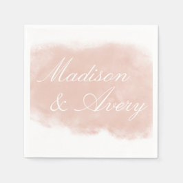Blush Pink Peach Moderne Wasserfarbenhochzeit Serviette