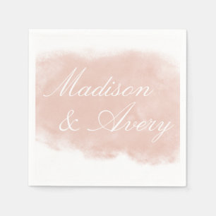 Blush Pink Peach Moderne Wasserfarbenhochzeit Serviette