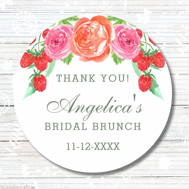 Blush Pink Peach Peony Bridal Brunch Vielen Dank Runder Aufkleber (Von Creator hochgeladen)