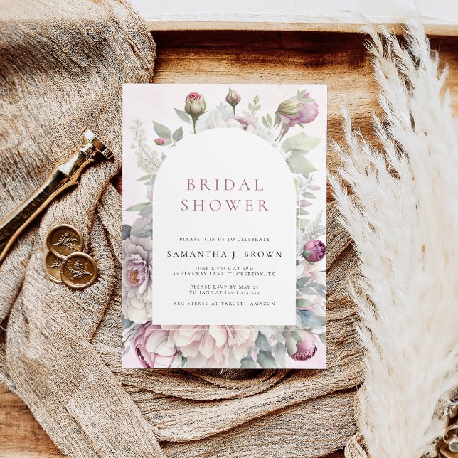 Blush Pink Peonies Elegantes Brautparty Einladung (Von Creator hochgeladen)