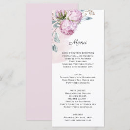Blush Pink Peonies Grüne Hochzeit Menükarte