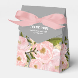 Blush Pink Peonies Watercolor Gray Wedding Geschenkschachtel