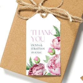 Blush Pink Peonies Watercolor Vielen Dank Geschenkanhänger