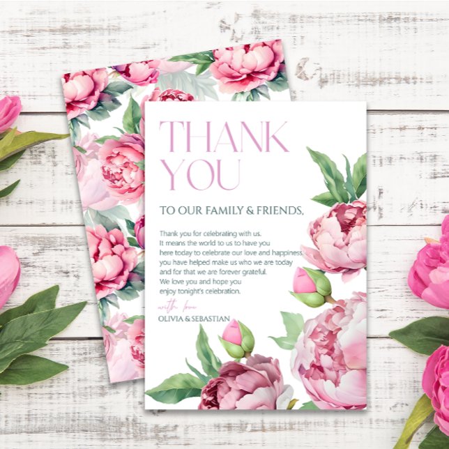 Blush Pink Peonies Watercolor Wedding Dankeskarte (Von Creator hochgeladen)