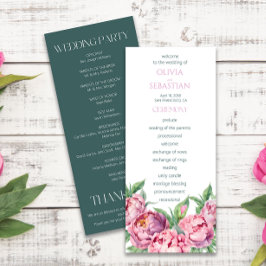 Blush Pink Peonies Watercolor Wedding Programm