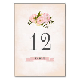Blush Pink Peonies Watercolor Wedding Tischnummer