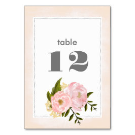 Blush Pink Peonies Watercolor Wedding Tischnummer