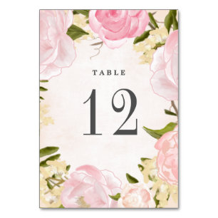 Blush Pink Peonies Watercolor Wedding Tischnummer