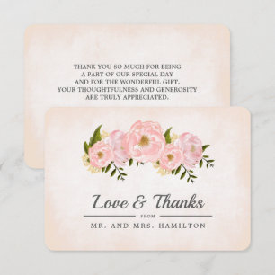 Blush Pink Peonies Wedding Dankeschön Karten