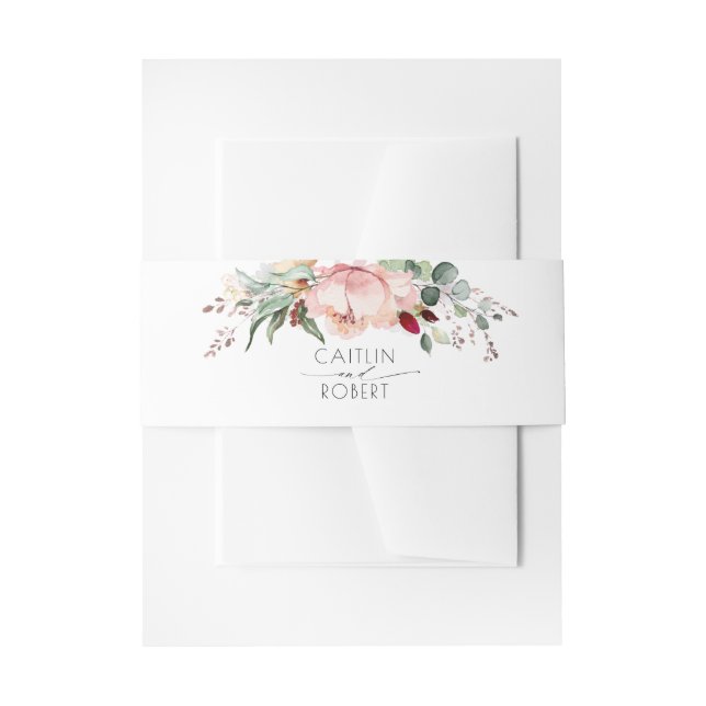 Blush Pink Peony and Earth Tones Foliage Wedding Einladungsbanderole (Vorderseite Beispiel)
