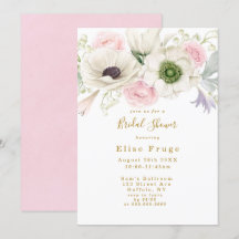 Blush Pink Peony Anemone Gold Brautparty Invit