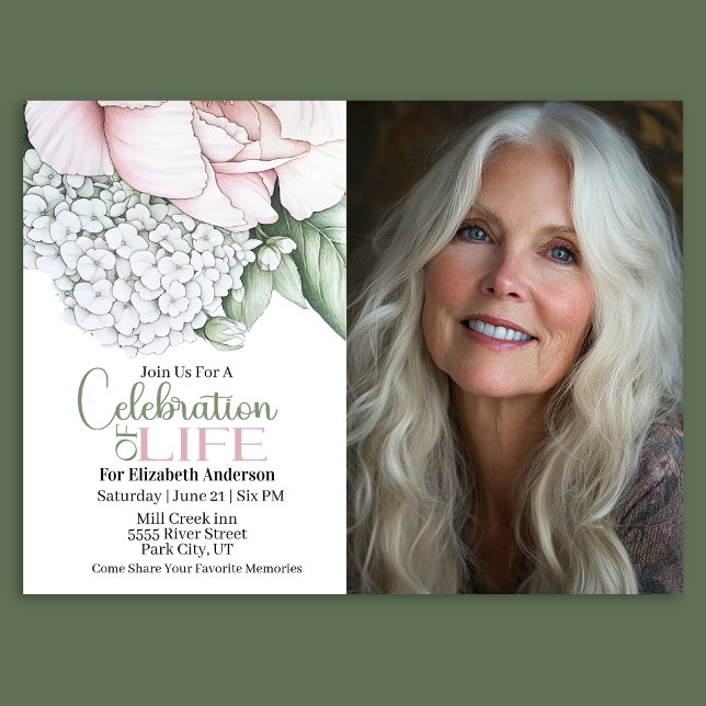 Blush Pink Peony Celebration Of Life Invitation Einladung (Von Creator hochgeladen)