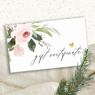 Blush Pink Peony Flora Geschenkgutschein Visitenkarte