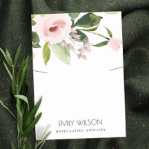 BLUSH PINK PEONY FLORA WATERCOLOR NECKLACE DISPLAY