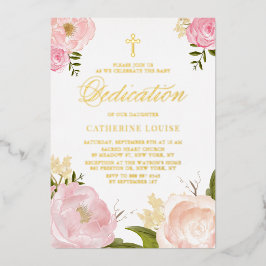 Blush Pink Peony Floral Baby Dedication Folieneinladung