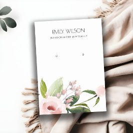 BLUSH PINK PEONY FLORAL WATERCOLOR EARRING DISPLAP VISITENKARTE