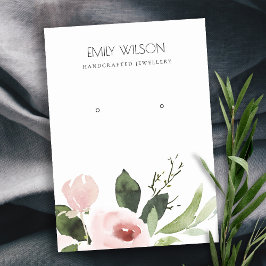 BLUSH PINK PEONY FLORAL WATERCOLOR EARRING DISPLAY VISITENKARTE
