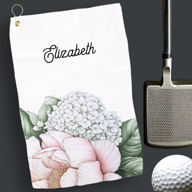 Blush Pink Peony Personalized Golfhandtuch (Von Creator hochgeladen)