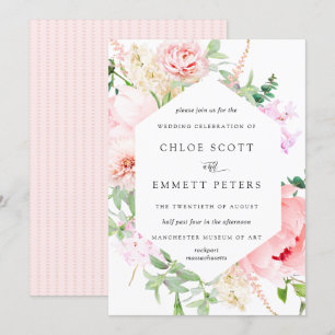 Blush Pink Peony Rustic Floral Wedding Einladung