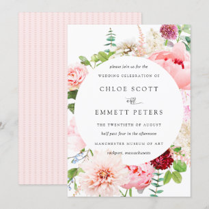 Blush Pink Peony Rustic Floral Wedding Einladung