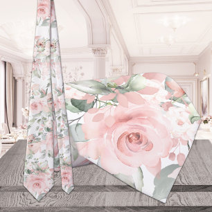 Blush Pink Peony Silver Greenerity Wedding Krawatte