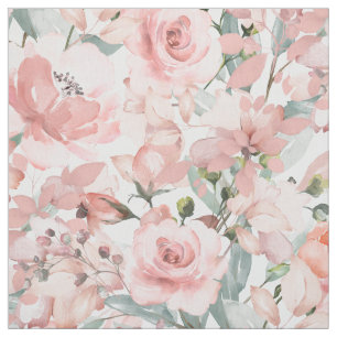 Blush Pink Peony Silver Greenery Garden Stoff