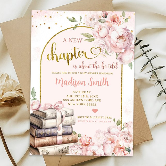 Blush Pink Peony Storybook Thema Kinderdusche Einladung (Von Creator hochgeladen)