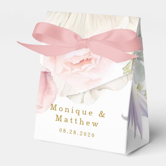 Blush Pink Peony White Anemone Blume Gold Wedding Geschenkschachtel (Vorderseite)
