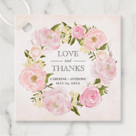 Blush Pink Peony Wreath Wedding Vielen Dank Geschenkanhänger