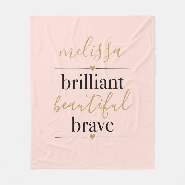 Blush Pink Personalisiert Brilliant Schöne Tapferk Fleecedecke (Vorderseite)