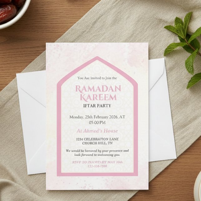 Blush Pink Personalized Ramadan Kareem Iftar  Einladung (Von Creator hochgeladen)