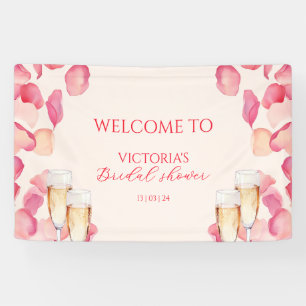 Blush Pink Petals & Prosecco Brautparty Willkommen Banner