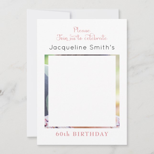 Blush Pink Photo Invitation Anniversaire (Devant)