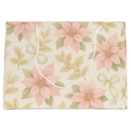 Blush Pink Poinsettia Holiday Gift Bag Große Geschenktüte