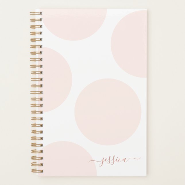Blush Pink Polka Dot Einfache Personalisierte Plan Planer (Vorderseite)